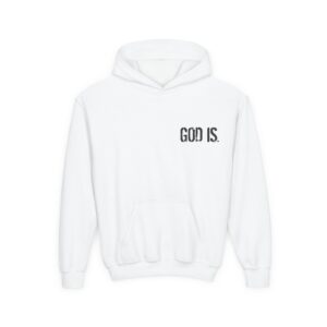 Youth Inspirational Hooded Sweatshirt - "GOD IS." Statement, Cozy Youth Hoodie, Perfect for Faith-Based Gifts, Casual Wear, Youth Fashion